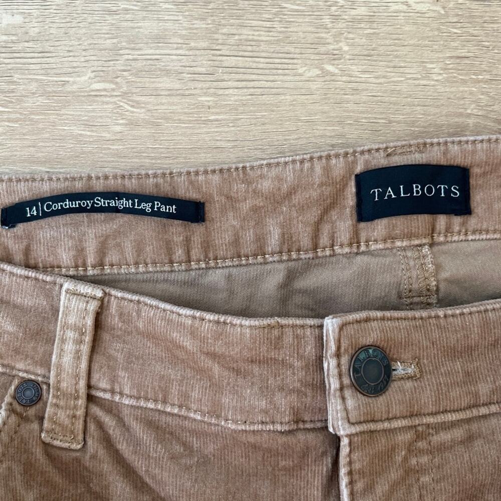 Talbots Brown Corduroy Straight Leg Pants High Rise Sz 14 Fall Classic Heritage - Picture 3 of 7